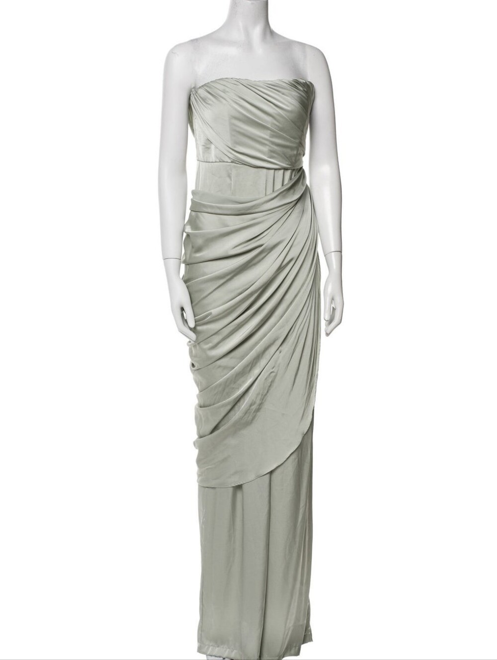 Andrea Iyamah Strapless Draped Sage Green Jumpsuit